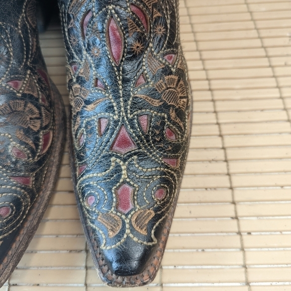 Ladies Corral Boots A1951 Black~Cognac~Red Goat leather Laser cut-outs, … - Picture 4 of 12